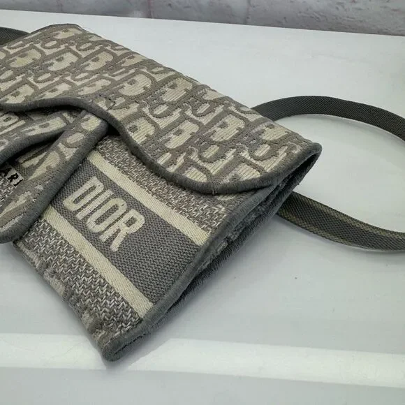 Authentic Dior Saddle Oblique Gray Belt Crossbody Bag - Picture 7 of 14